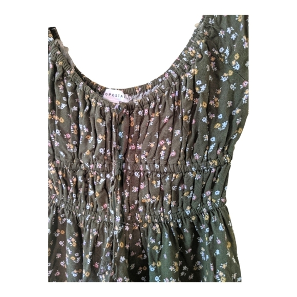 Aeropostale Boho Ditsy Floral Scoop Neck A Line Dress Women's XS Martini Olive - Picture 5 of 11